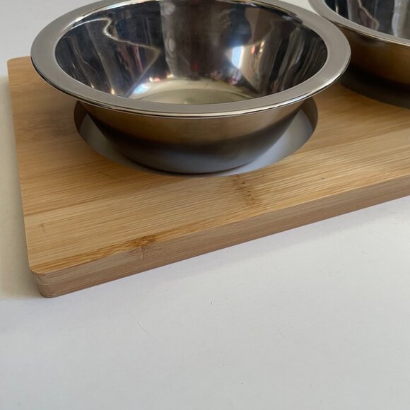3-Bowl Stainless Steel & Bamboo Stand Set - Picture 2 of 9